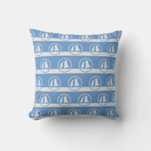 Sailboat pattern custom colour throw pillow