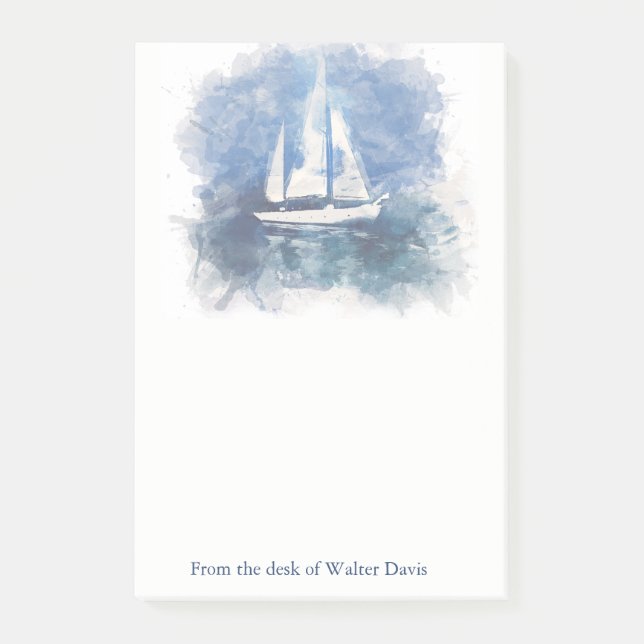 Sailboat Personalised Post It Note Pad (Front)