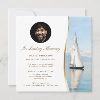 Sailboat Photo Memorial Invitation