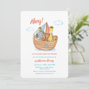 Sailboat Pirate Wild Safari Animals Baby Shower    Invitation
