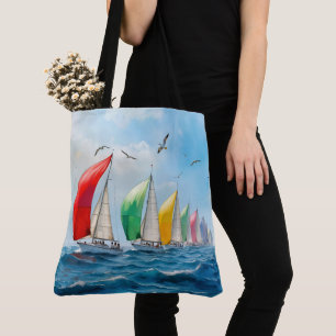 Sailboat Race On High Seas Tote Bag
