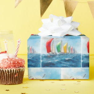 Sailboat Race On High Seas Wrapping Paper