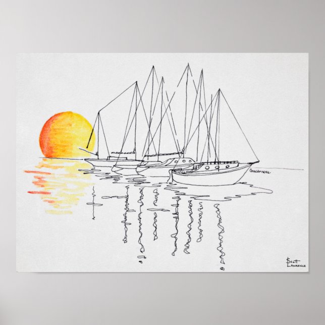 Sailboat Reflection | Concarneau, Brittany Poster (Front)