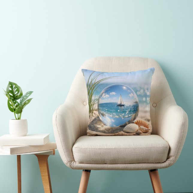 Sailboat Reflection In Glass Sphere Cushion (Chair)