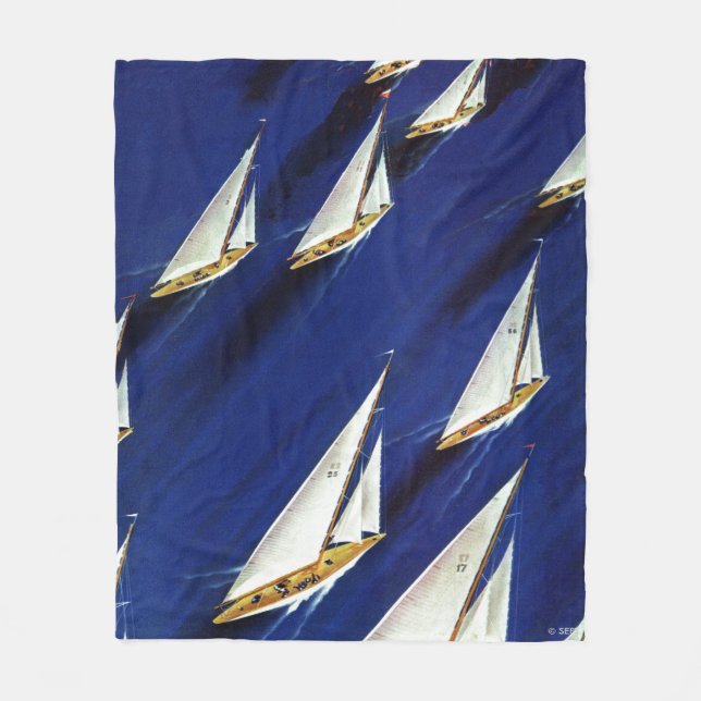 Sailboat Regatta by Ski Weld Fleece Blanket (Front)