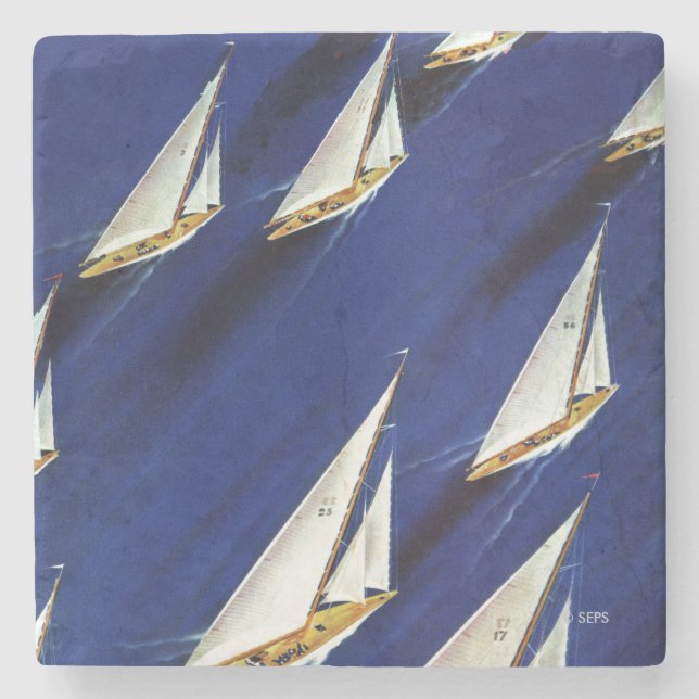 Sailboat Regatta by Ski Weld Stone Coaster (Front)