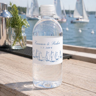 Sailboat Regatta Yacht Club Wedding Favour Water Bottle Label