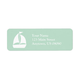 Sailboat Return Address Label (Sage Green / White)