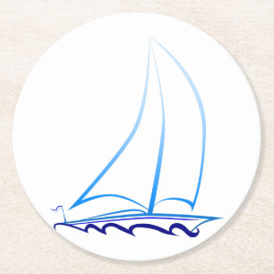 Sailboat Round Paper Coaster