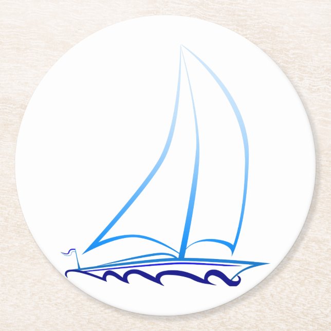 Sailboat Round Paper Coaster (Front)
