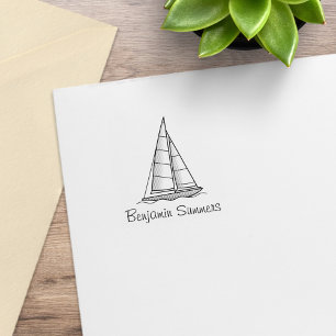Sailboat Sailing Boat Yacht Custom Name 1x1 Rubber Stamp