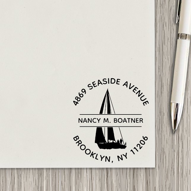 Sailboat Sailing Return Address Self Inking Stamp (Creator Uploaded)