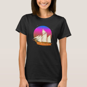 Sailboat Sailor 90s Vaporwave Sunset Retro Sailing T-Shirt