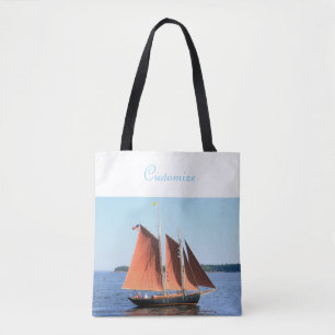 sailboat scene tote bag