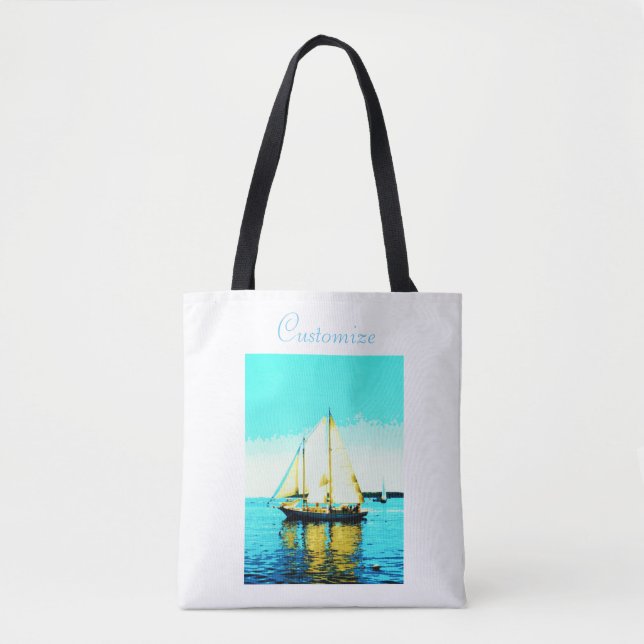 sailboat scene tote bag (Front)