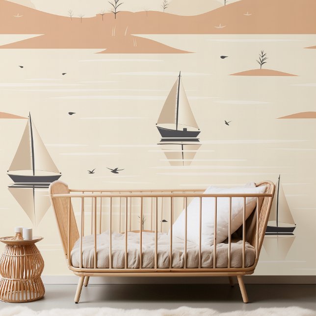 Sailboat Seamless Pattern | Neutral Tones Kids Wallpaper (Creator Uploaded)