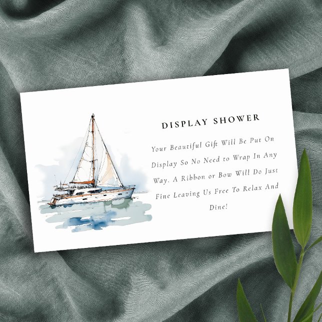 Sailboat Seascape Display Shower Bridal Shower Enclosure Card (Creator Uploaded)