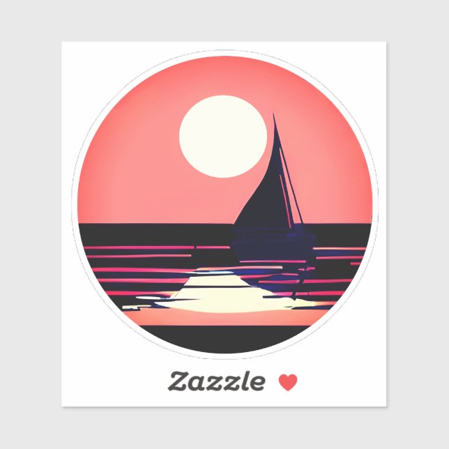 Sailboat Silhouette Against an Orange Sunset (Sheet)