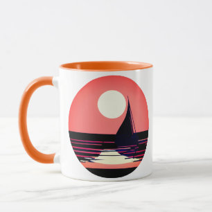 Sailboat Silhouette Against an Orange Sunset Mug