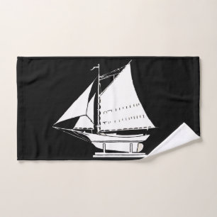 sailboat silhouette print bath towel set