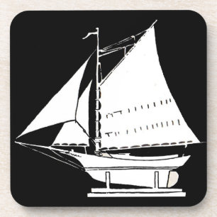 sailboat silhouette print coaster