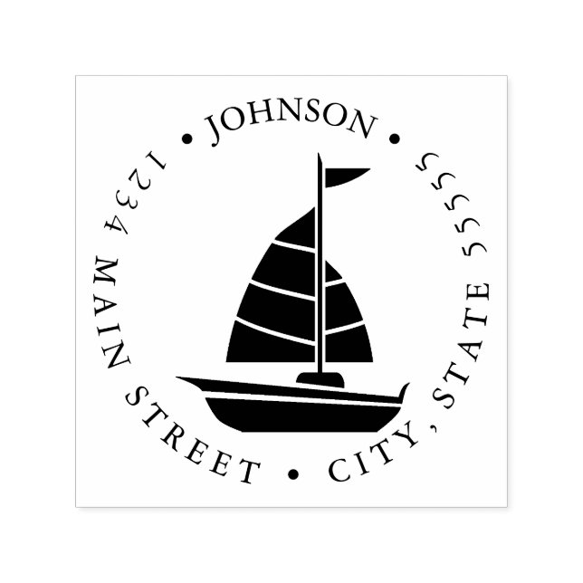 Sailboat Silhouette Return Label Self-inking Stamp (Design)