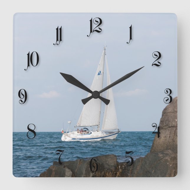 Sailboat Square Wall Clock (Front)