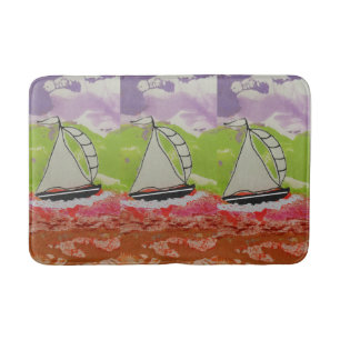 Sailboat Striped Jib Bath Mat