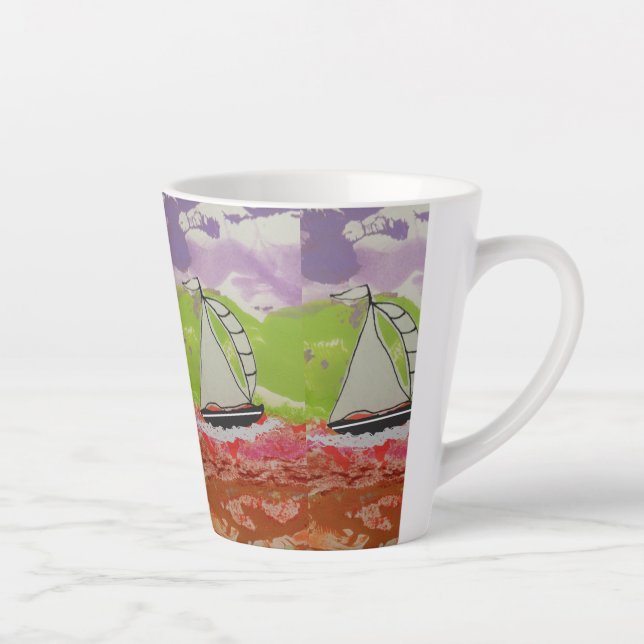 Sailboat Striped Jib Latte Mug (Right)