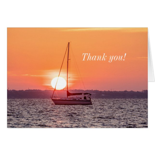 Sailboat Sunrise Thank you Card (Front Horizontal)