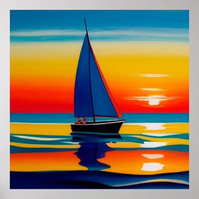 ⛵ Sailboat Sunset Calm Waters For Home Decor (Front)