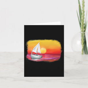 Sailboat Sunset Over Sea Sailing Lover Colourful S Card