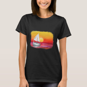 Sailboat Sunset Over Sea Sailing Lover Colourful S T-Shirt
