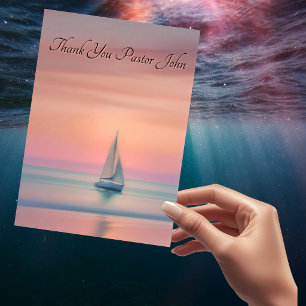 Sailboat Sunset Pastor Appreciation Thank You Card
