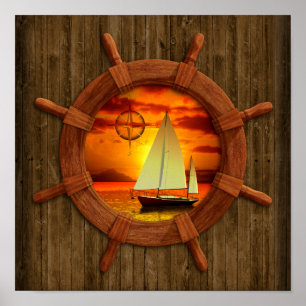 Sailboat Sunset Poster
