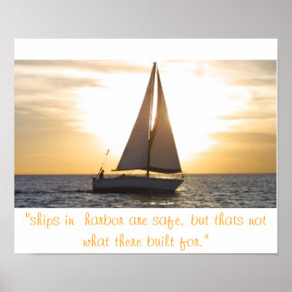 sailboat sunset streight, "ships in  harbour poster
