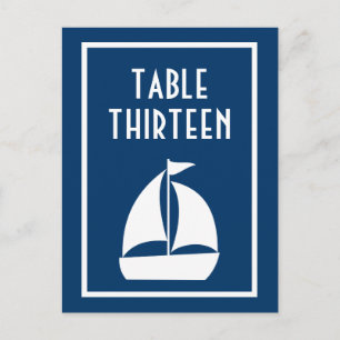 Sailboat Table Numbers (Dark Blue / White) Postcard