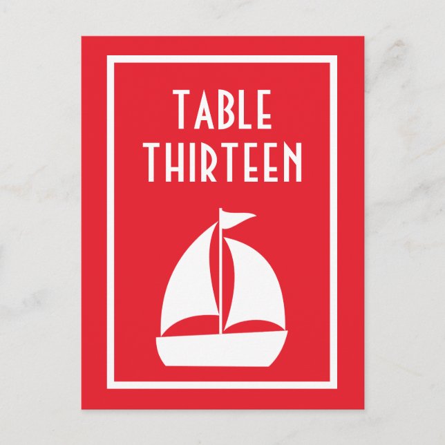 Sailboat Table Numbers (Red / White) Postcard (Front)
