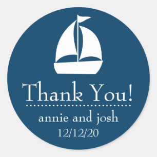 Sailboat Thank You Labels (Dark Navy Blue)