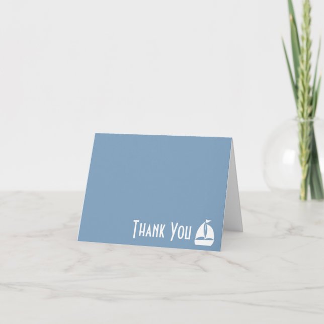 Sailboat Thank You Note Cards (Steel Blue Grey) (Front)