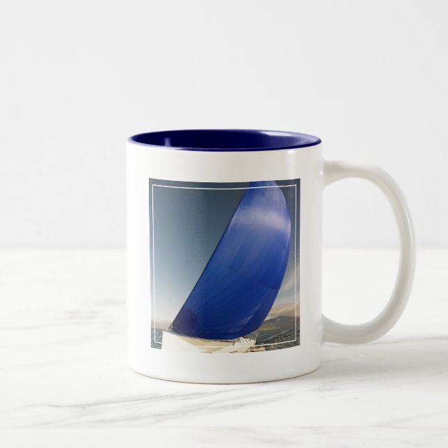 Sailboat Tipping In Wind Two-Tone Coffee Mug (Right)