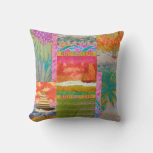 Sailboat Tropical Abstract  Cushion