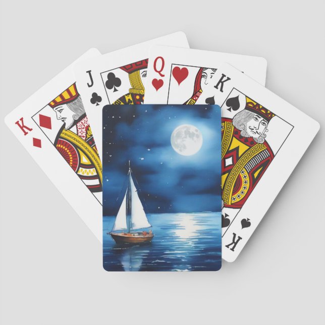 Sailboat Under a Full Moon Journal  Playing Cards (Back)