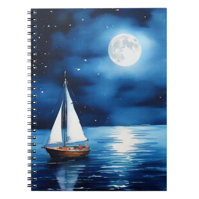 Sailboat Under a Full Moon  Notebook (Front)