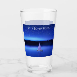 Sailboat under a Starry Night Sky Glass