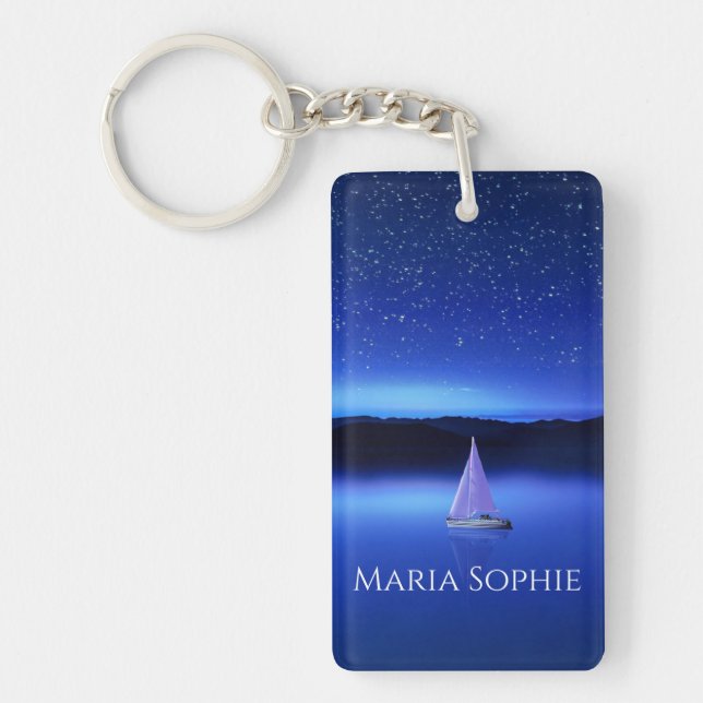 Sailboat under a Starry Night Sky Key Ring (Front)