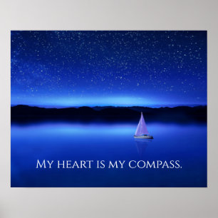 Sailboat under a Starry Night Sky Poster