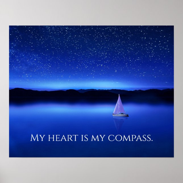 Sailboat under a Starry Night Sky Poster (Front)