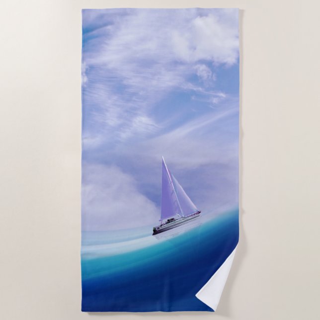 Sailboat up an Epic Wave Beach Towel (Front)