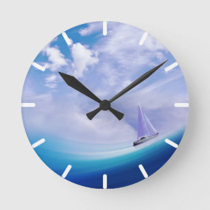 Sailboat up an Epic Wave Round Clock
